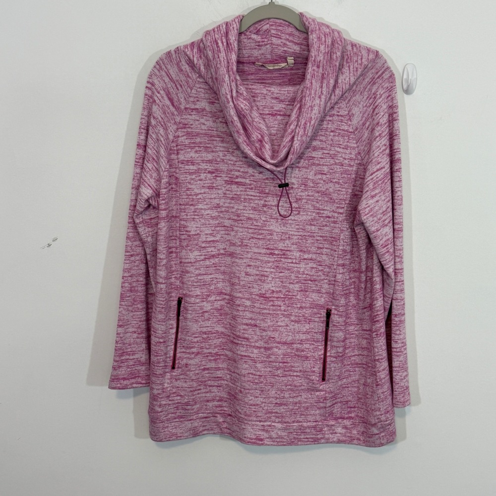 Soft Surroundings Womens Sweatshirt XL Pink Space Dye Cowl Neck Calla Pullover